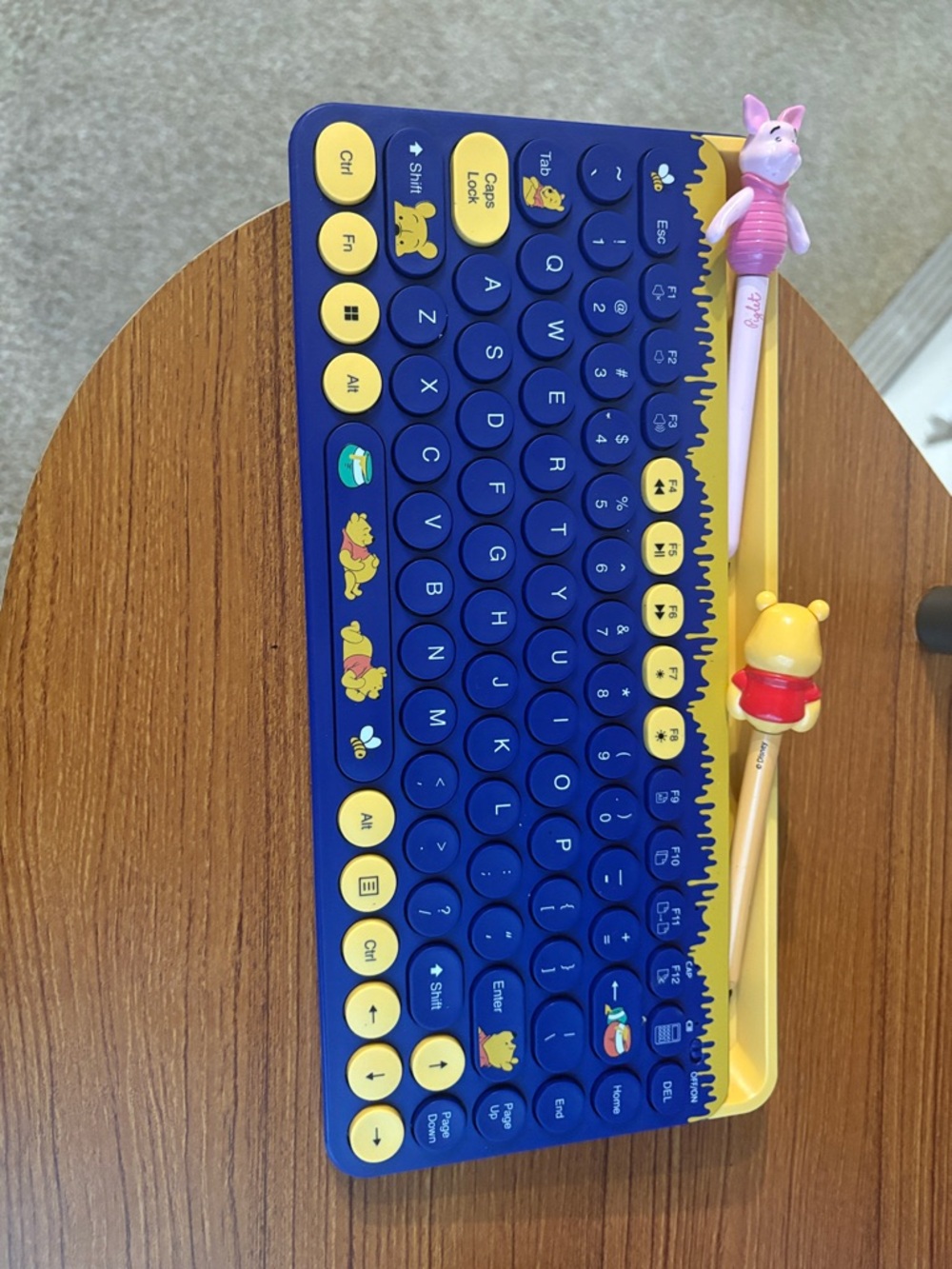 Cute Winnie the Pooh Themed Wireless Keyboard - Blue & Yellow